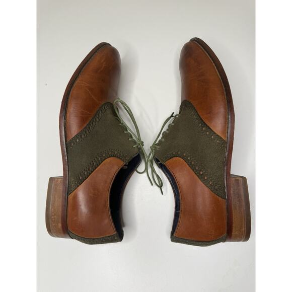 Cole Haan Williams Saddle Oxford Mens 10.5 Colorblock Brown Green Leather Shoe main image 4